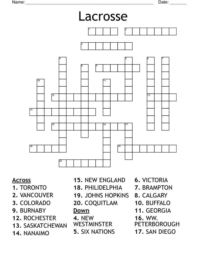 Lacrosse Crossword WordMint