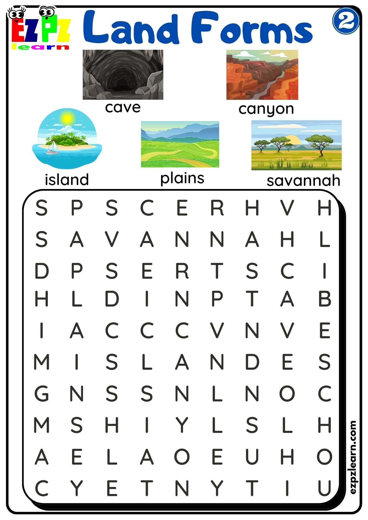 Land And Water Forms Word Search Activity Free PDF Download Set 2 Land And Water Forms Word Search Activity Free PDF Download Set 2
