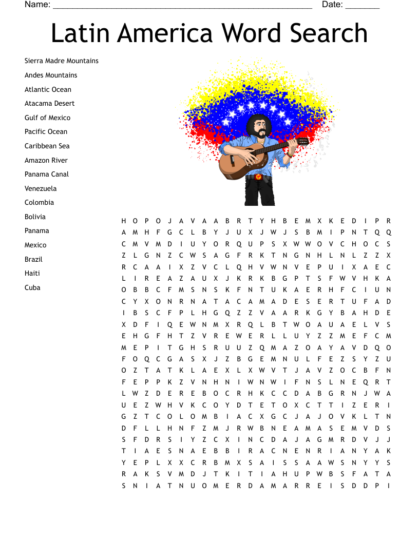 Latin America Word Search WordMint