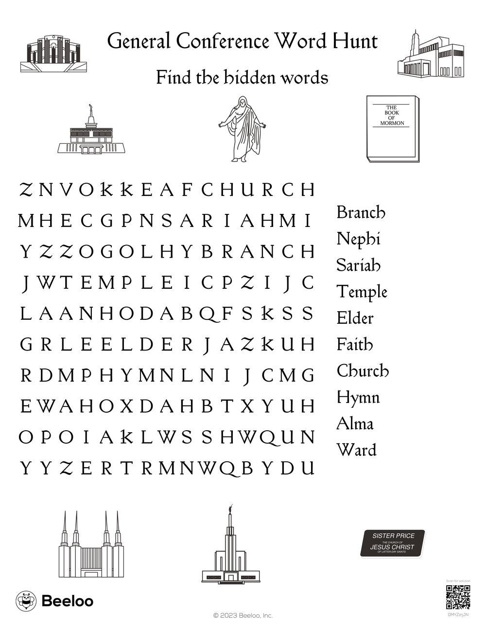 Latter day Saint themed Word Searches Beeloo Printable Crafts 
