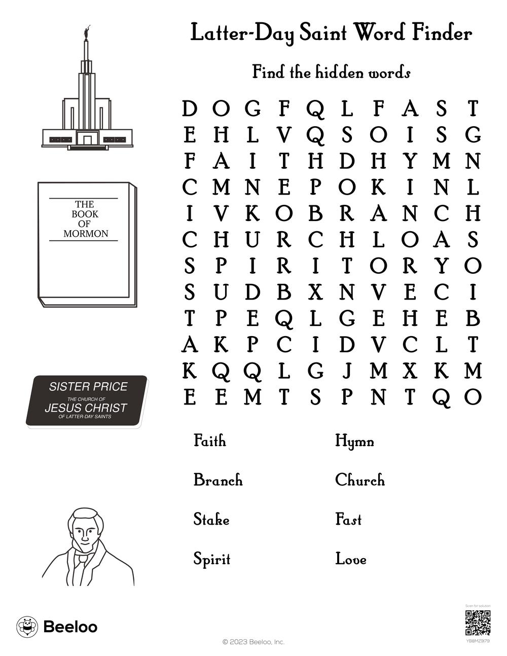 Latter Day Saint Word Finder Beeloo Printable Crafts And Activities For Kids