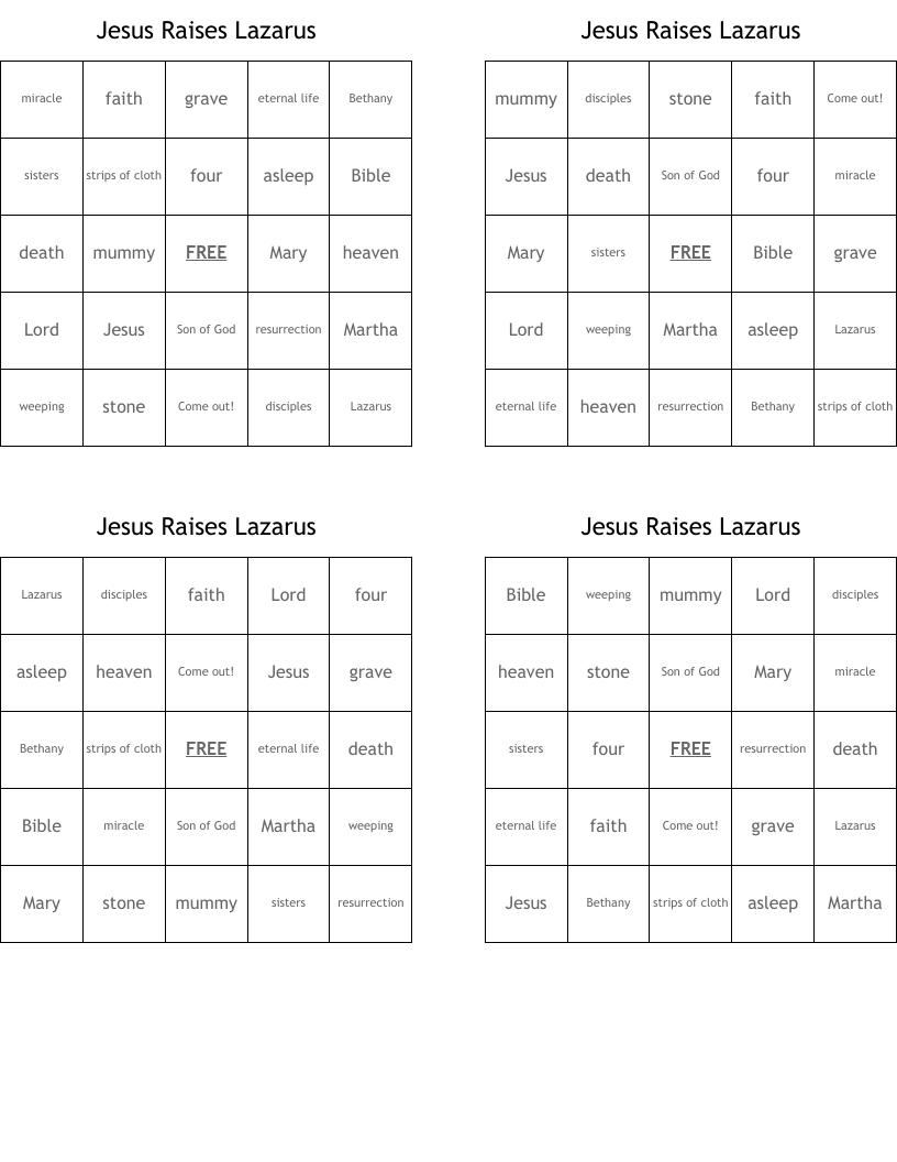Lazarus Word Search WordMint