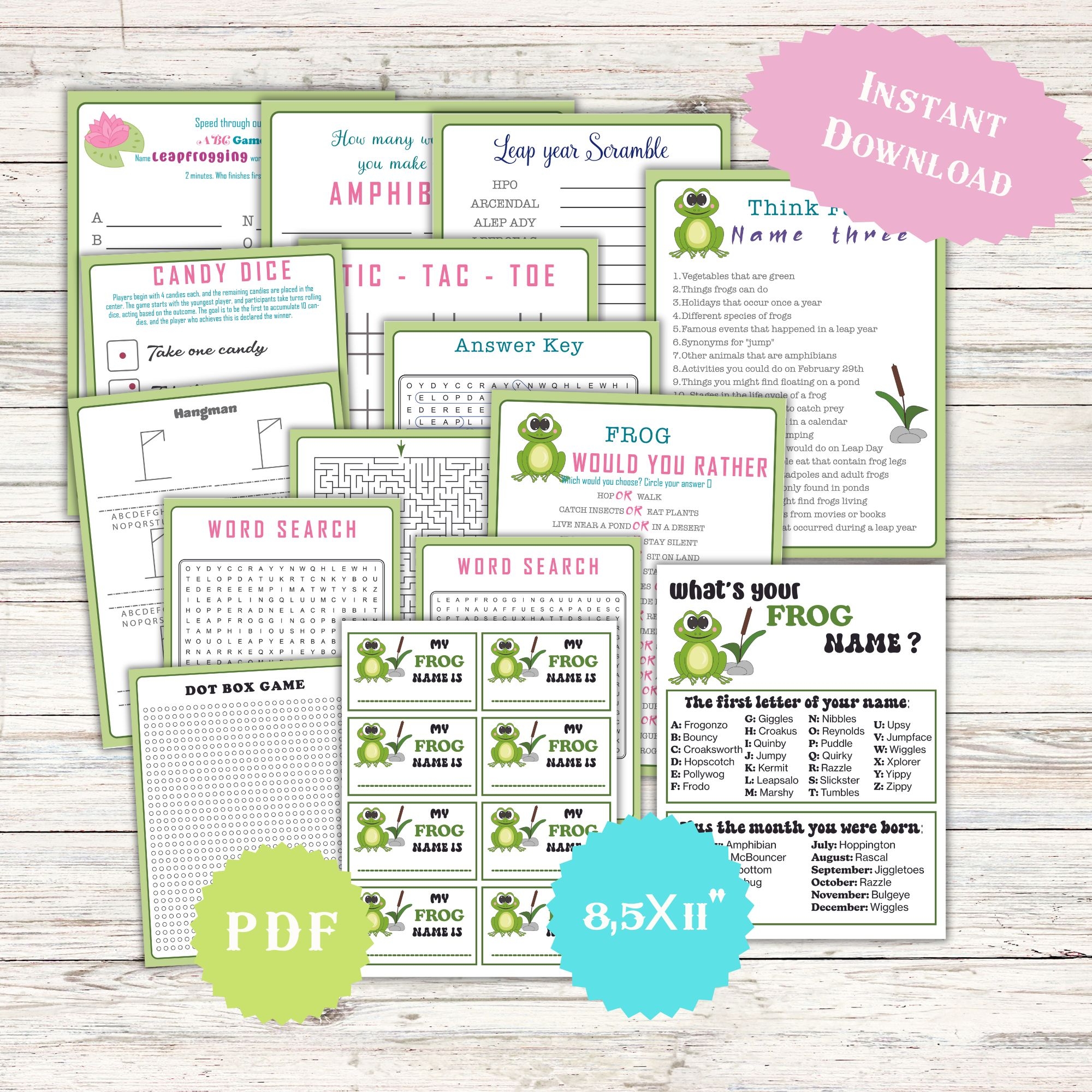 Leap Year Classroom Activities Spring Frog ABC Game Bundle Word Search Maze Teacha 