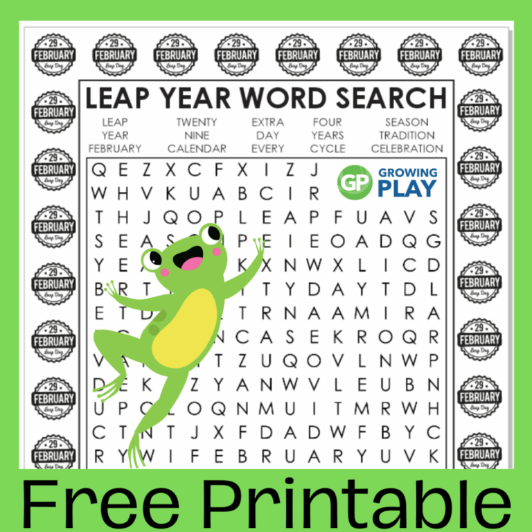 Leap Year Word Search Free Printable Growing Play