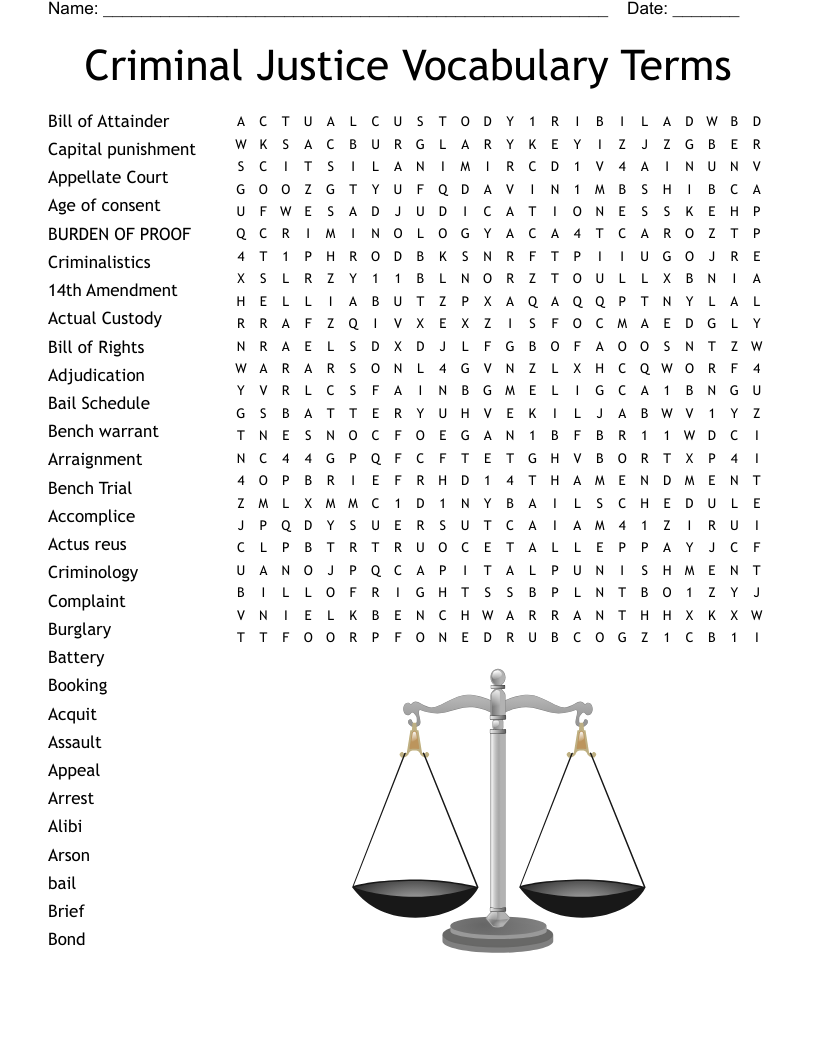 Legal Studies Word Search WordMint