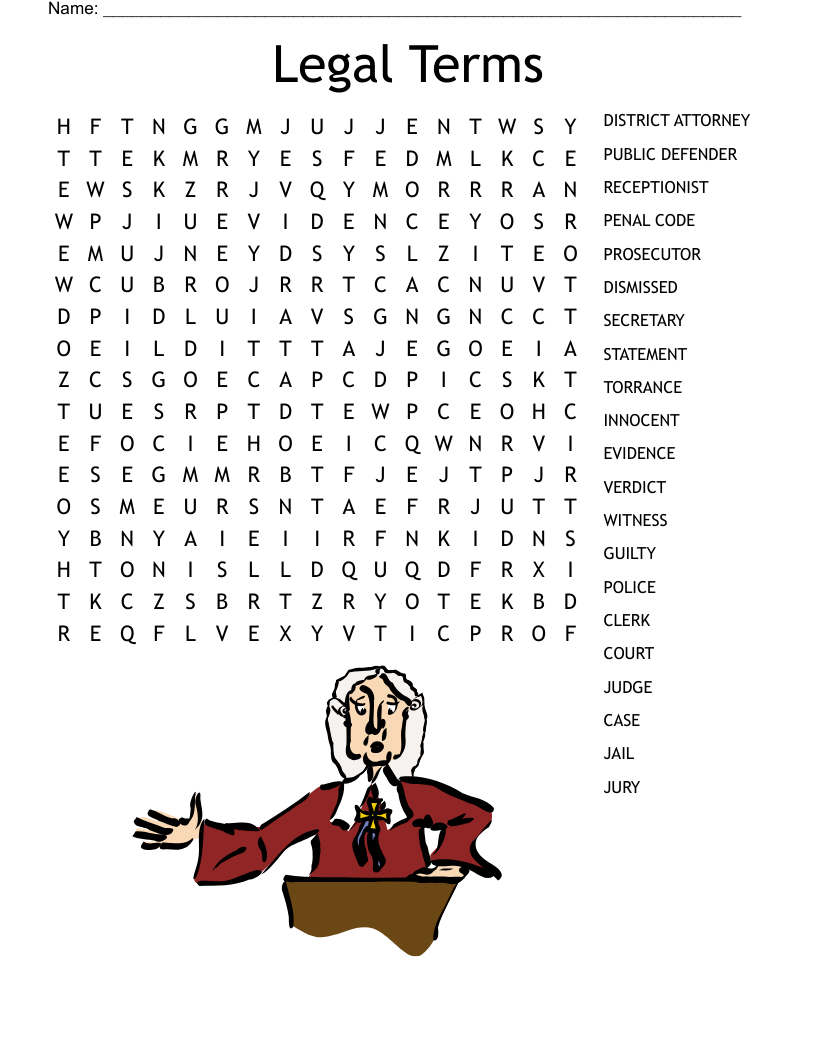 Legal Terms Word Search WordMint