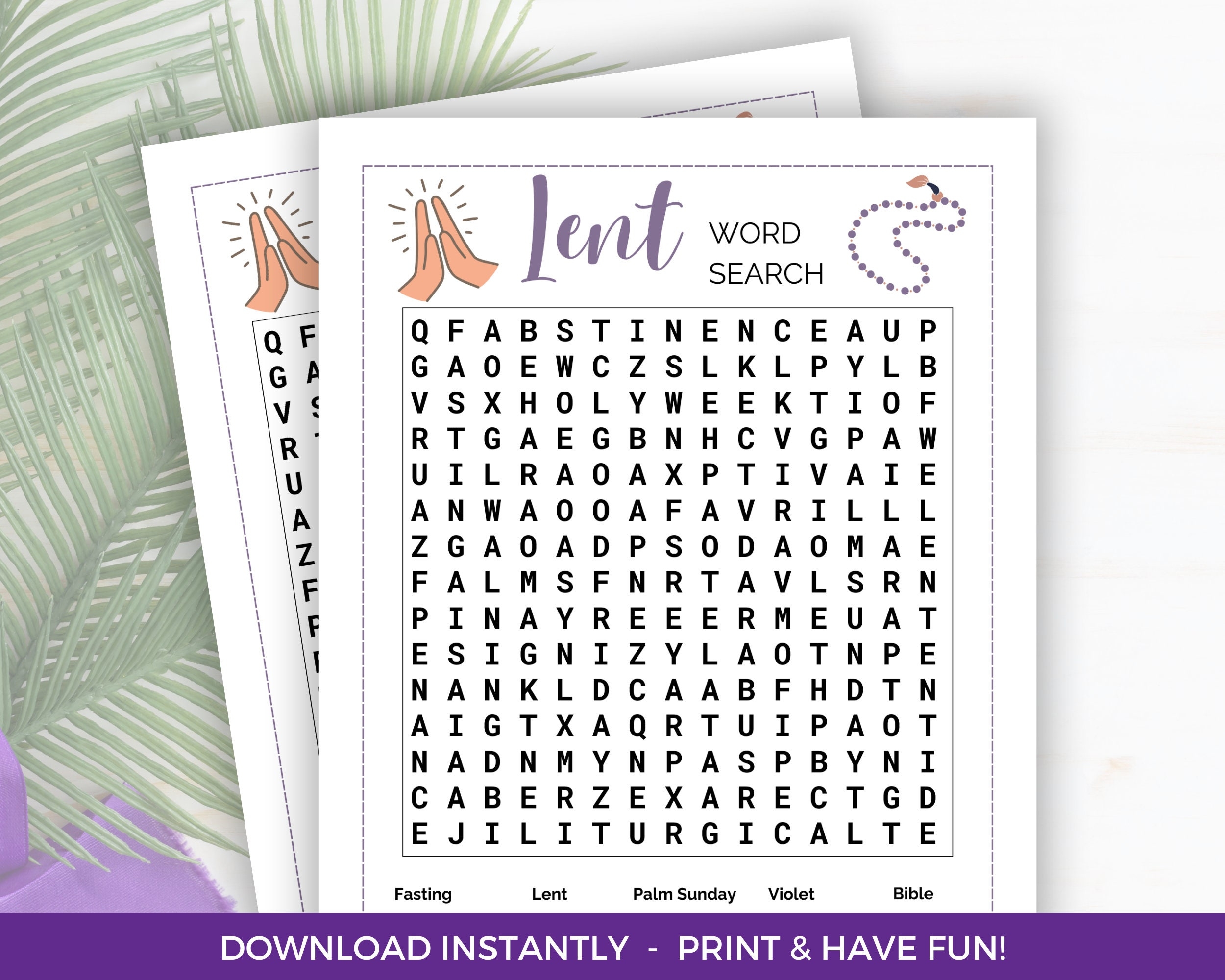 Printable Lent Word Search