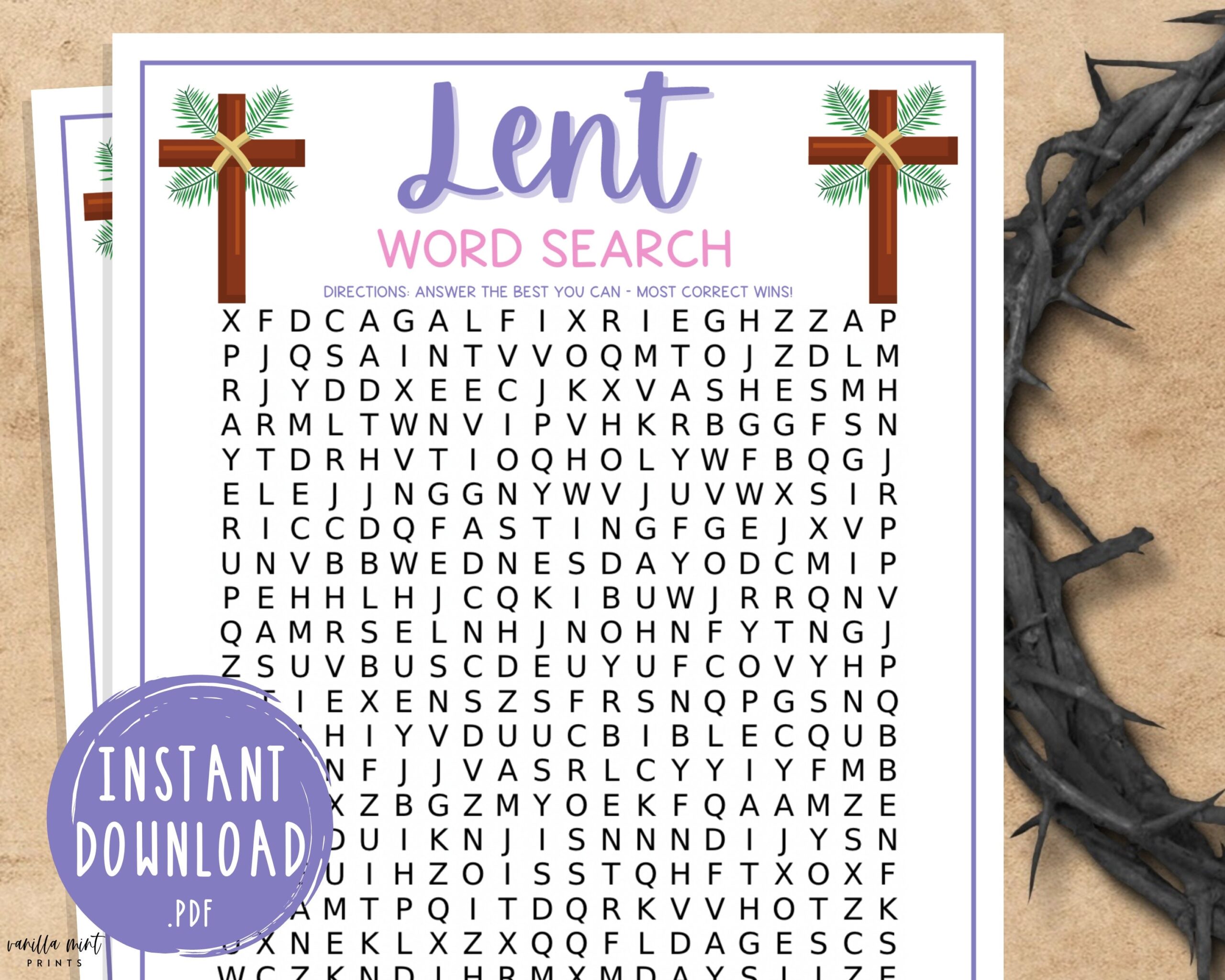 Lent Word Search Lenten Printable Party Games Easter Activities For Adults And Kids Christian U0026 Catholic Lenten Activities Bible Etsy