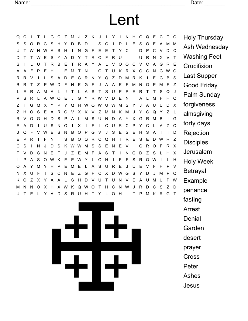 Lent Word Search WordMint