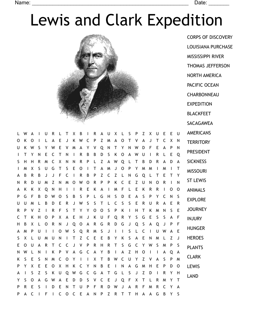 Lewis And Clark Expedition Word Search WordMint