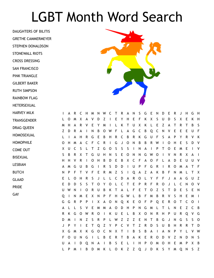 LGBT Month Word Search WordMint