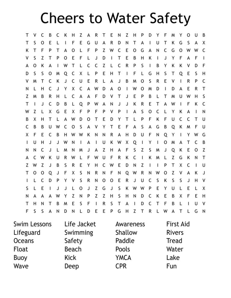 Lifeguard Word Search WordMint