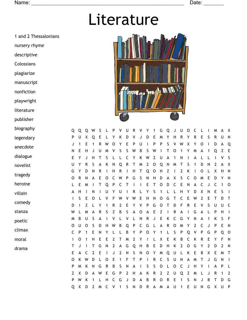 List 30 Literature Word Search WordMint