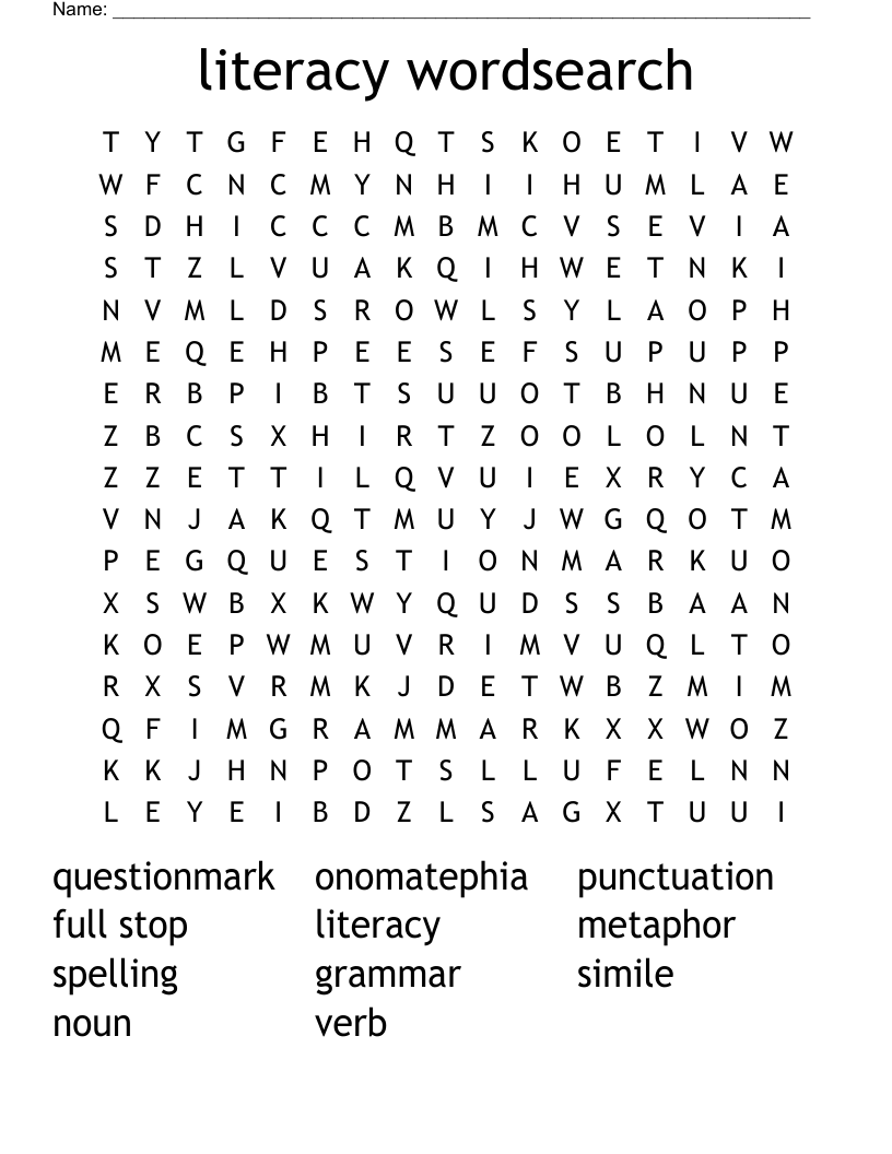 Literacy Wordsearch WordMint