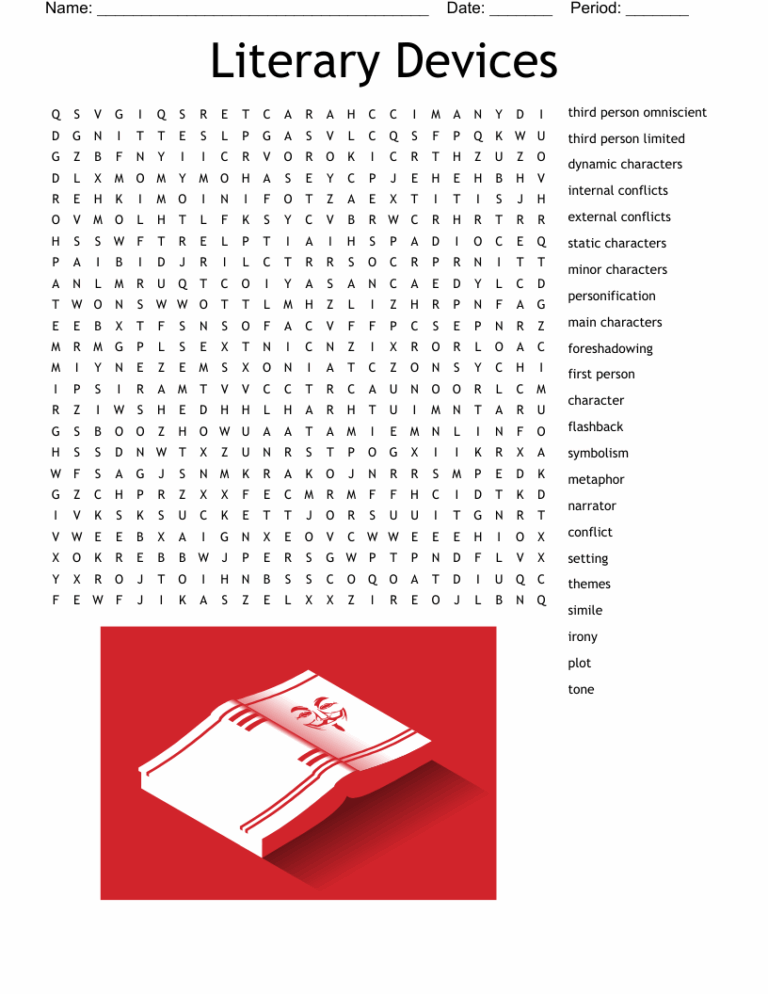 Literary Devices Word Search WordMint