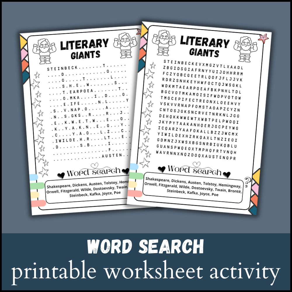 Literary Word Search Printable