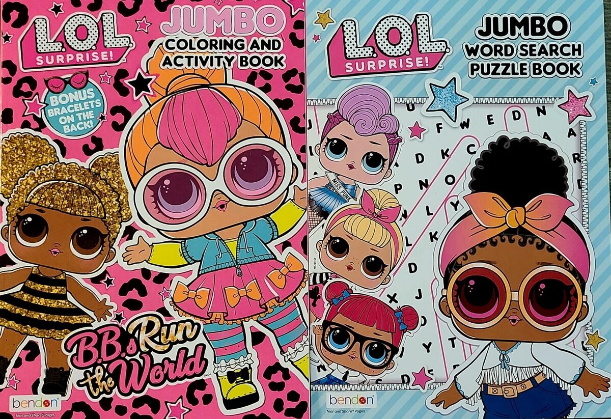 LOL SURPRISE Jumbo Coloring U0026 Activity Book PLUS Word Search Book New 