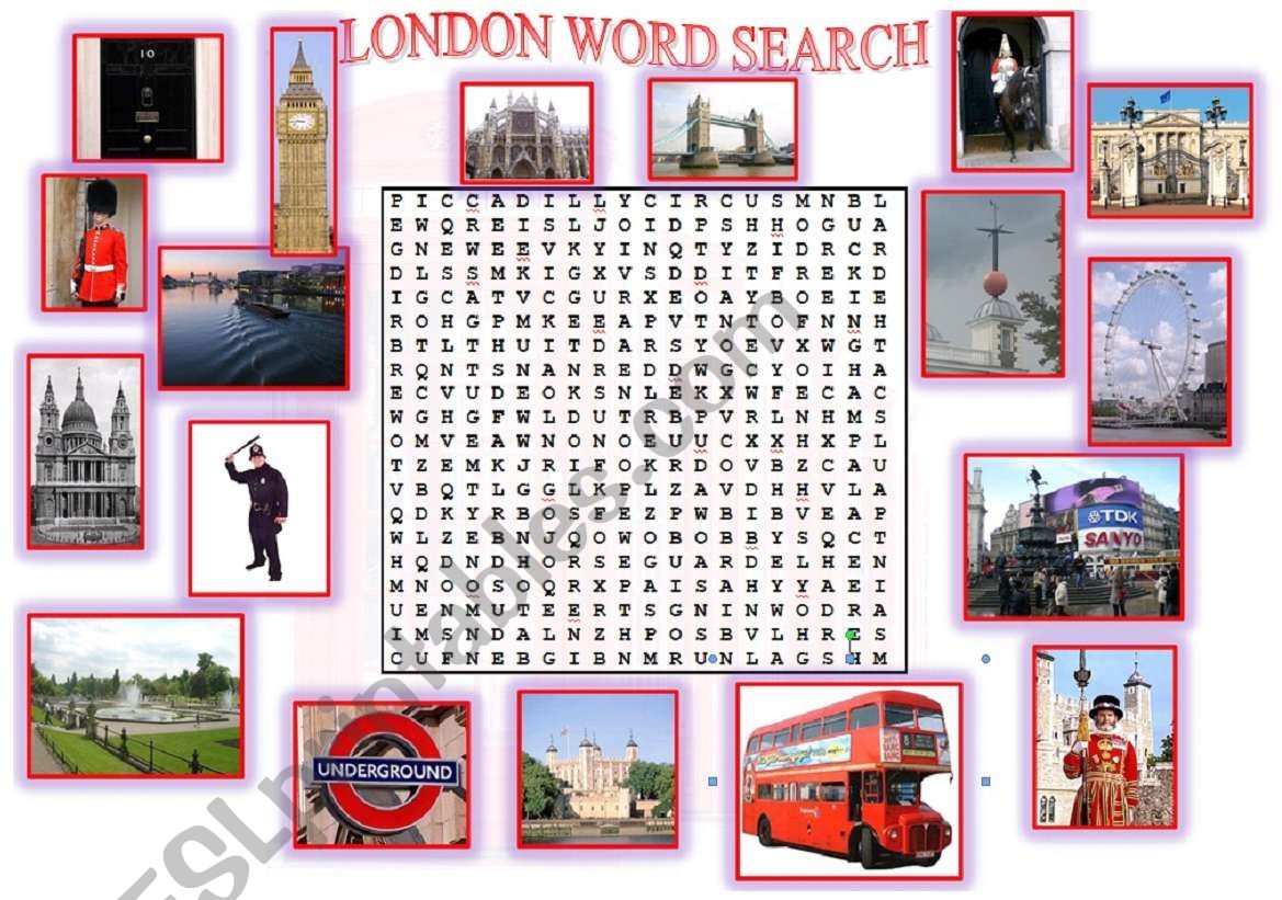 London Word Search 2 ESL Worksheet By Anais59 London Word Search 2 ESL Worksheet By Anais59