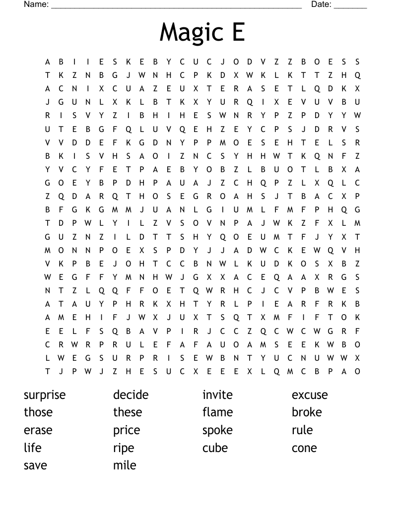 Long Vowels And Silent e Word Search WordMint