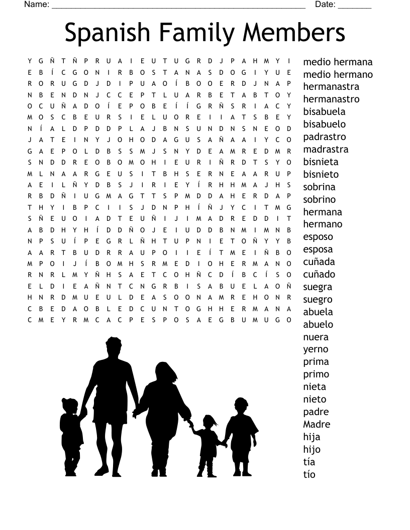 Los Parientes Word Search WordMint
