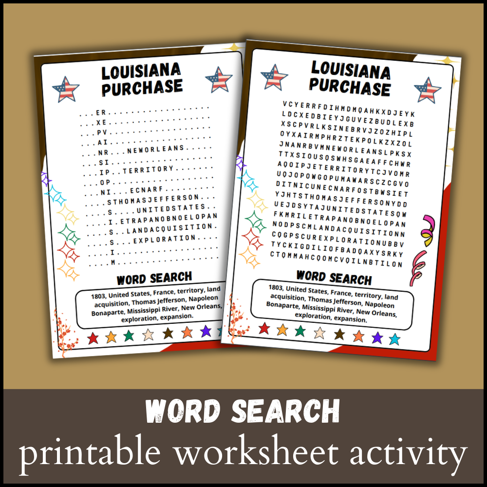 Louisiana Purchase Word Search Printable