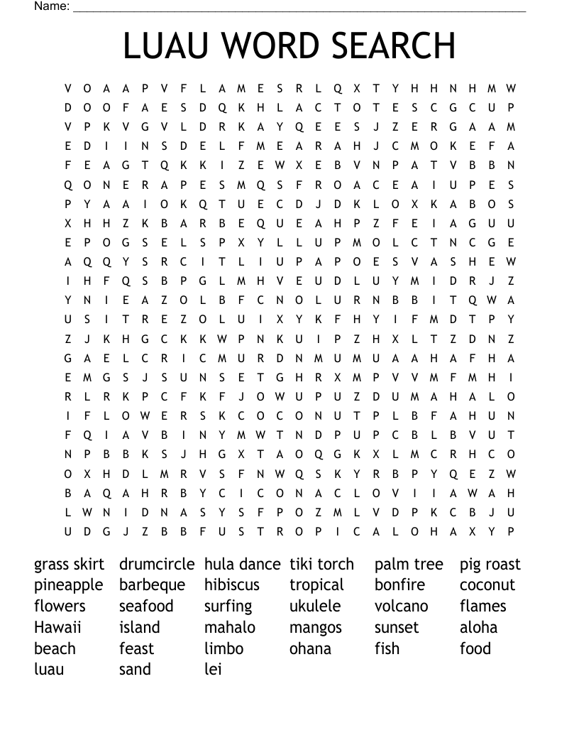 LUAU WORD SEARCH WordMint