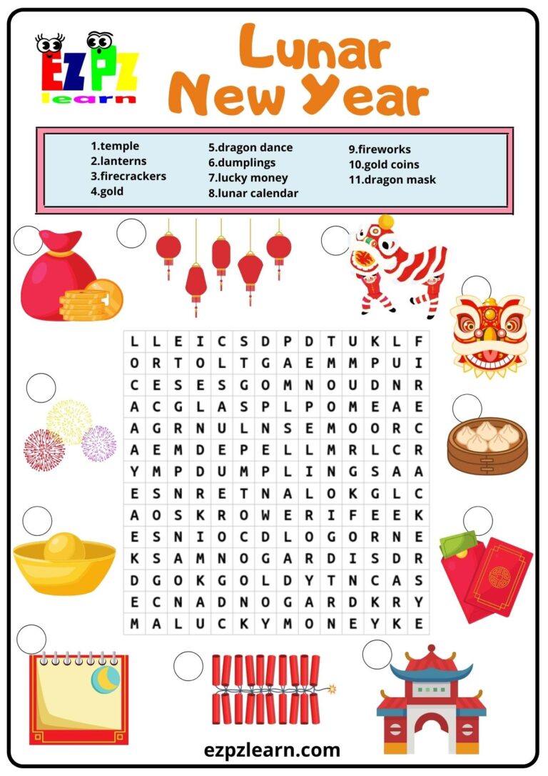 Lunar Chinese New Year Word Search Ezpzlearn