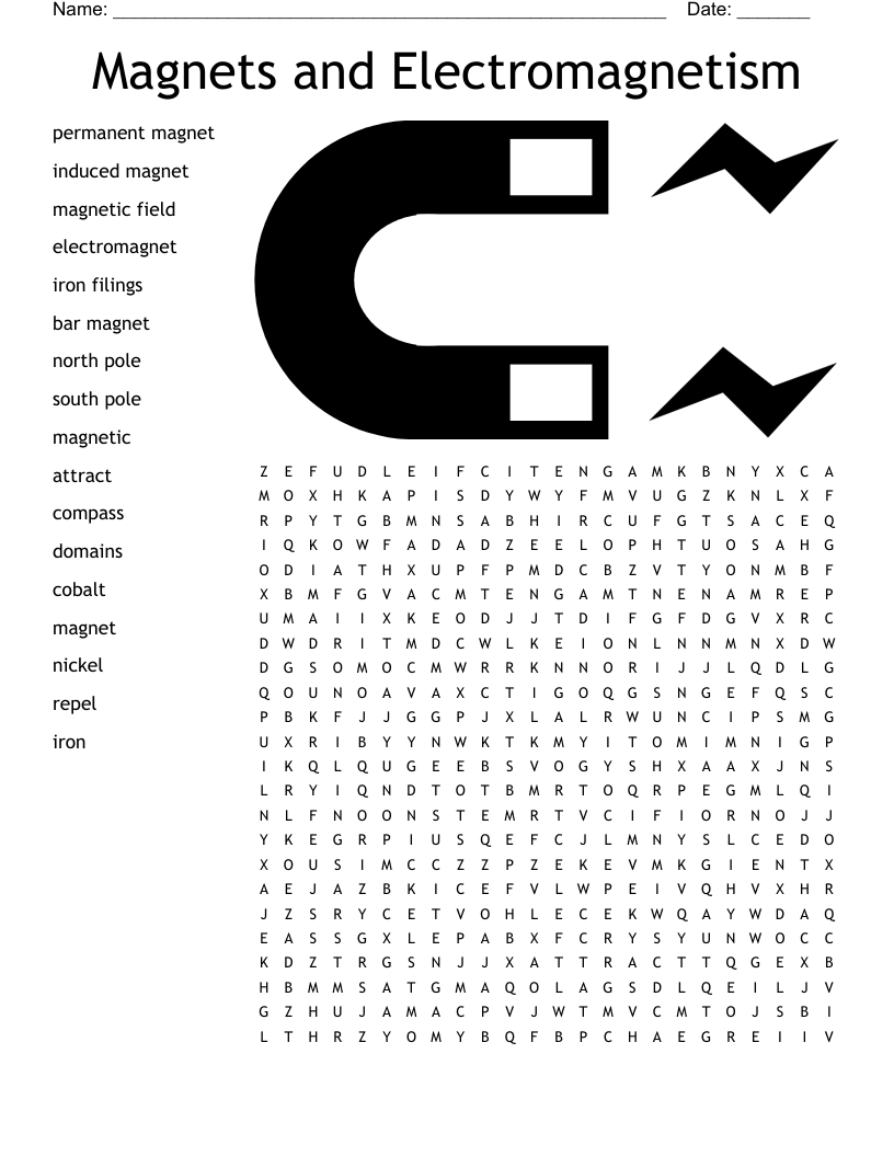Magnets And Electromagnetism Word Search WordMint