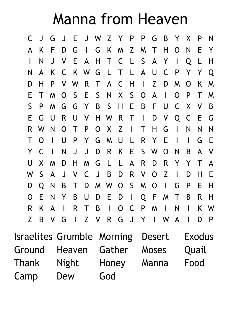 Manna From Heaven Word Search WordMint