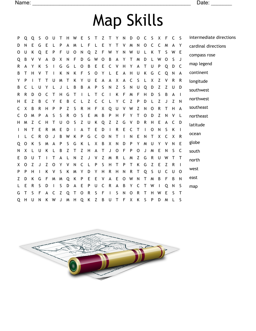 Map Skills Word Search WordMint
