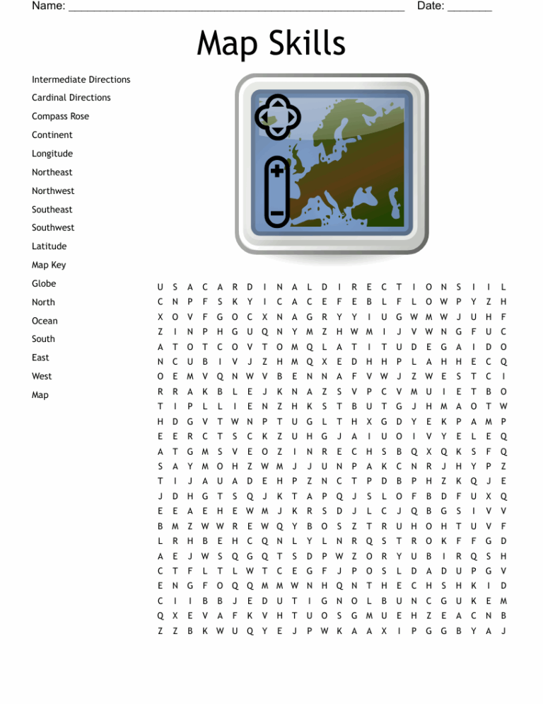 Map Skills Word Search WordMint