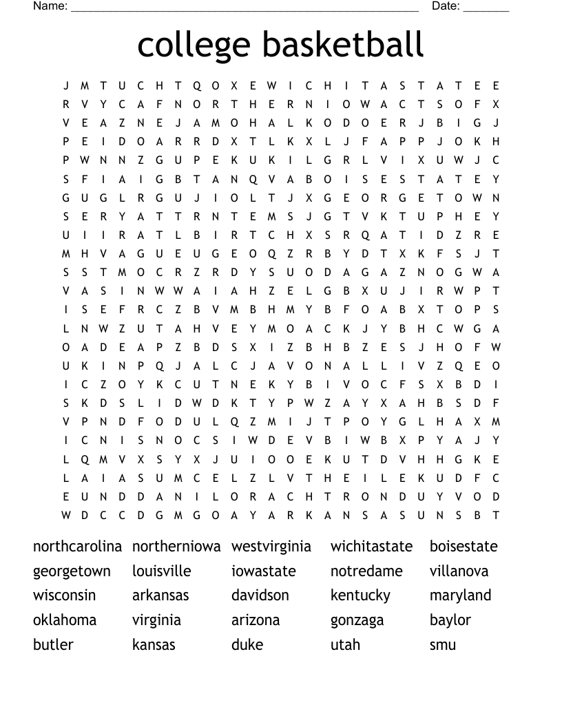 March Madness 1 Word Search WordMint
