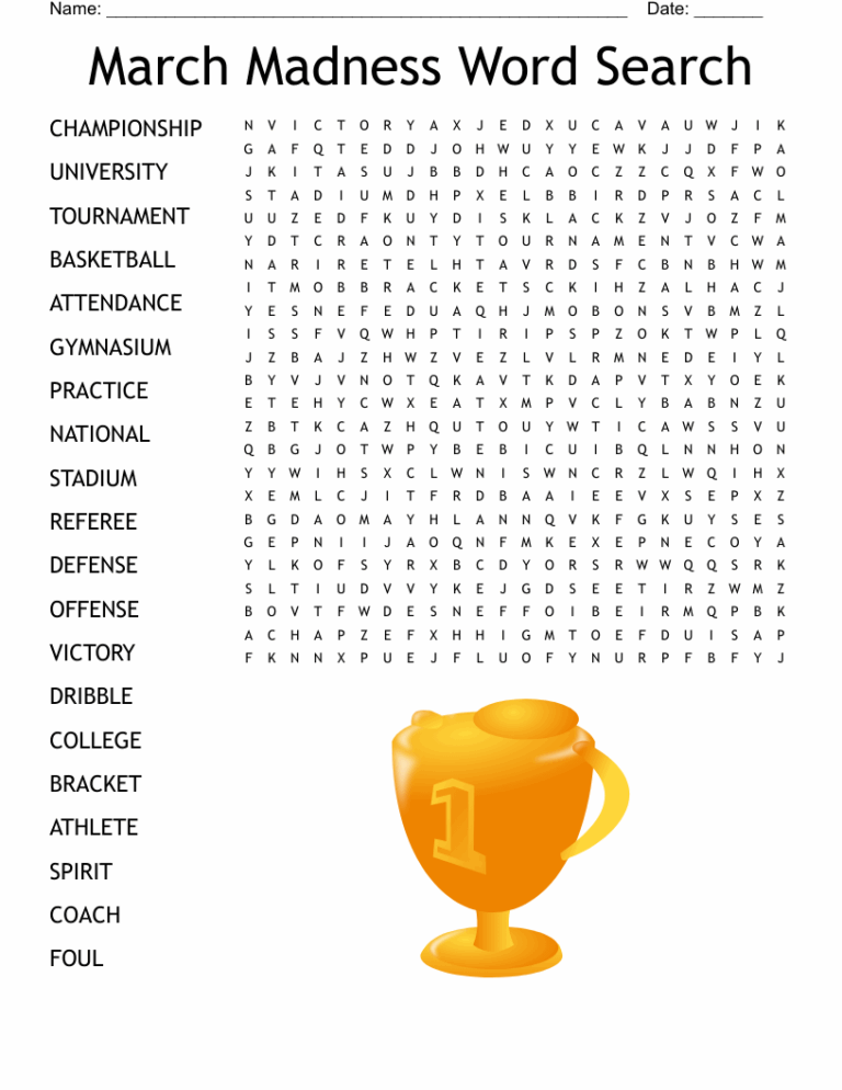 March Madness Word Search WordMint