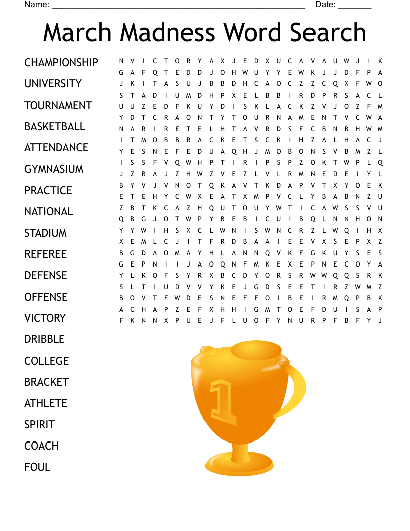 March Madness Word Search WordMint