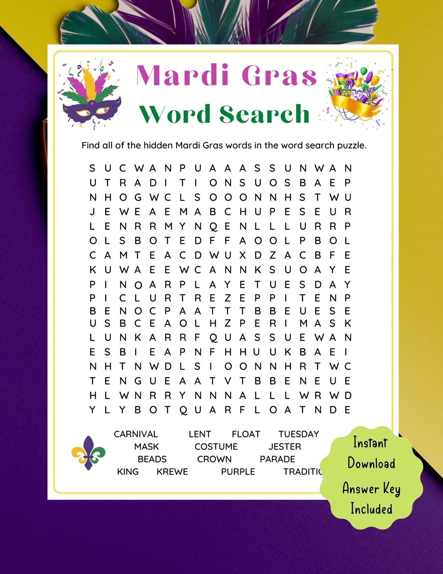 Mardi Gras Word Search Game Mardi Gras Printable Game For Kids Mardi Gras Word Search Game Mardi Gras Printable Game For Kids