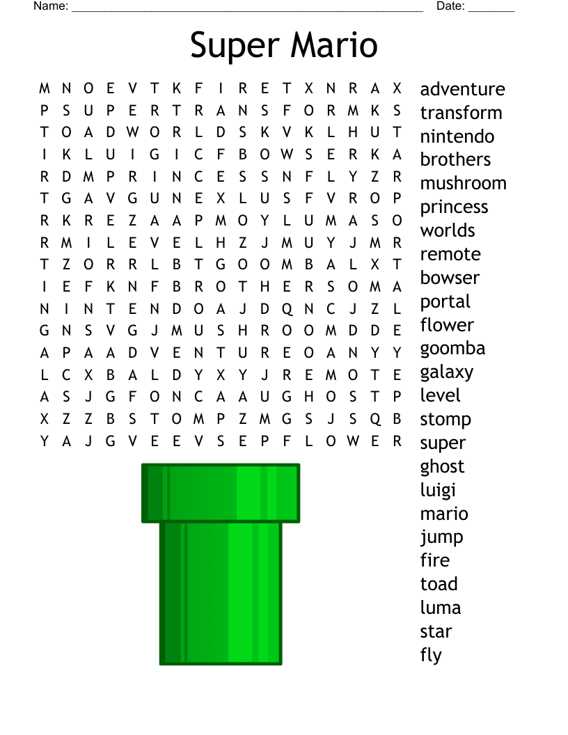 Mario Kart Wii Word Search WordMint