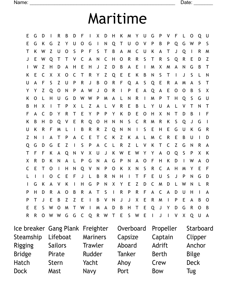 Maritime Word Search WordMint