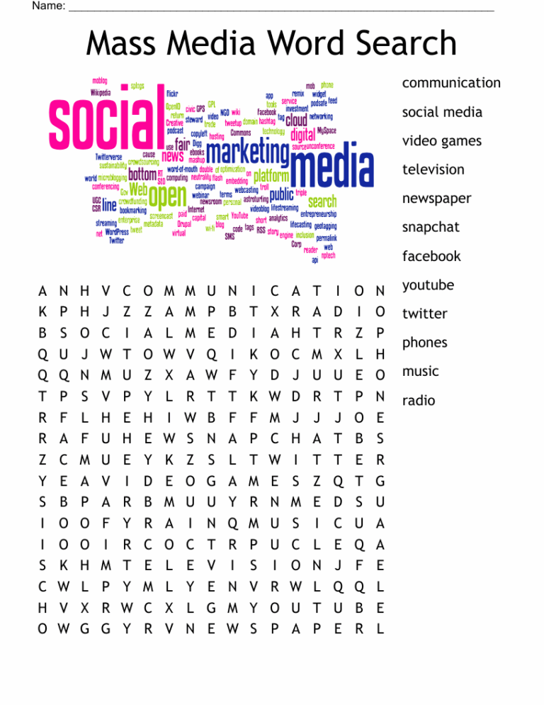 Mass Media Word Search WordMint