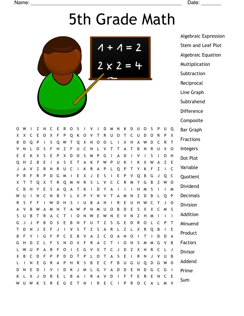 Easy Math Word Search Printable Easy Math Word Search Printable