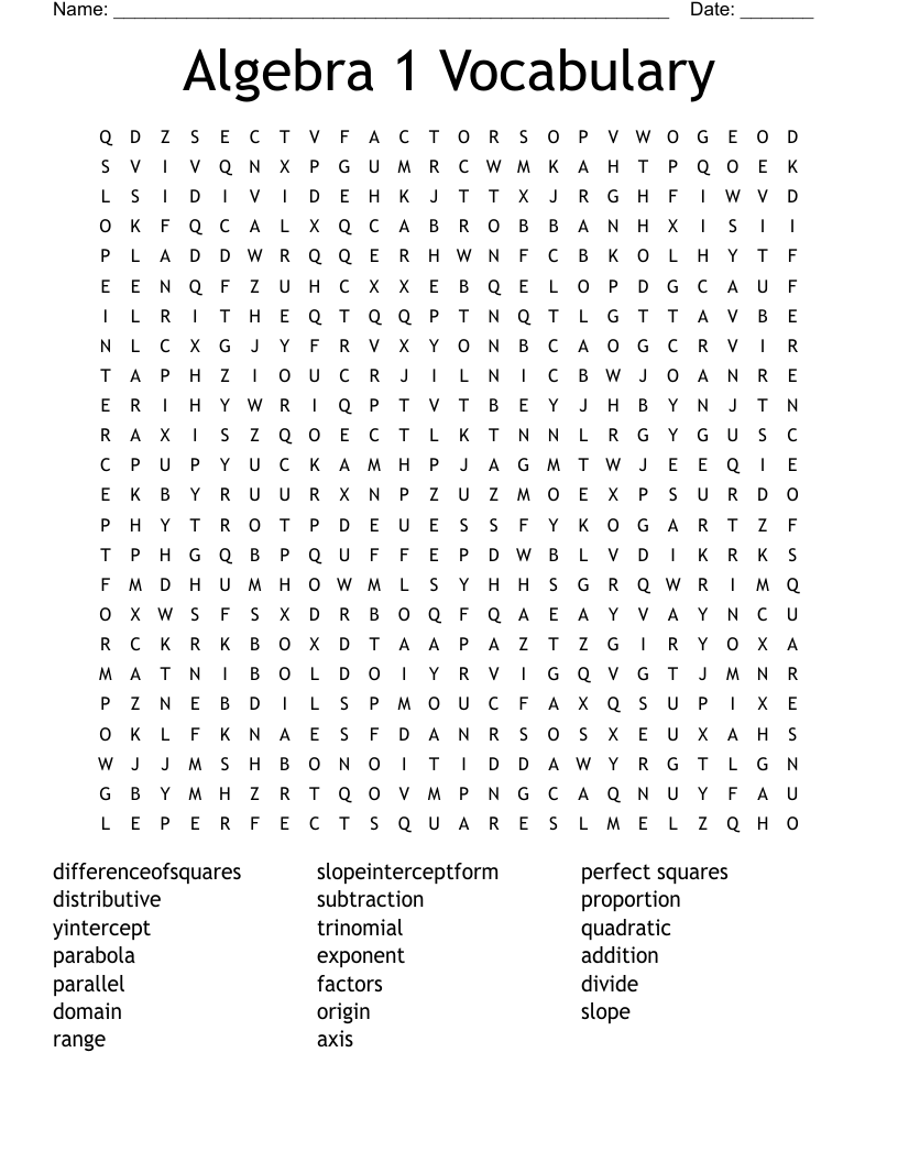 Free Printable Math Word Search Worksheets