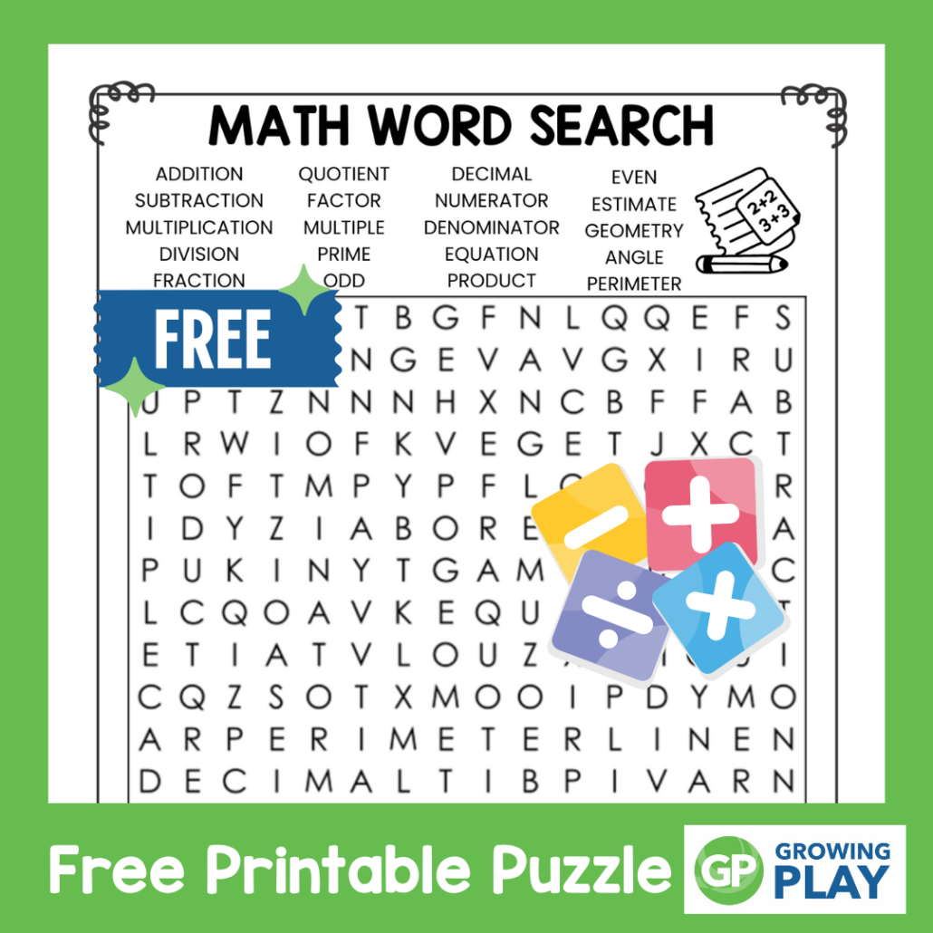 Math Word Search Puzzle Free Printable Growing Play Math Word Search Puzzle Free Printable Growing Play