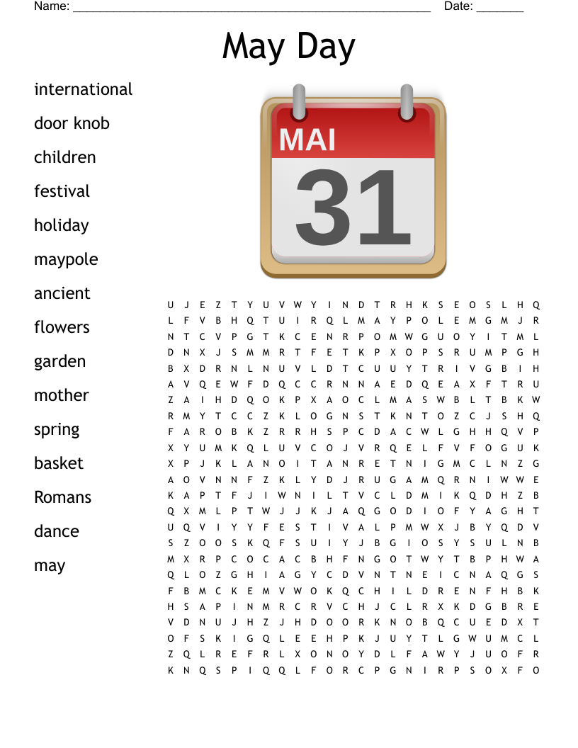 May Day Word Search WordMint