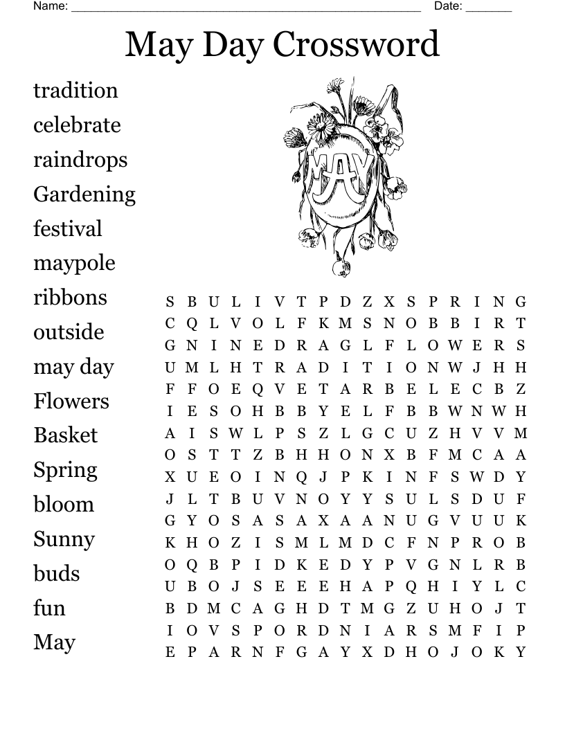 May Day Word Search WordMint