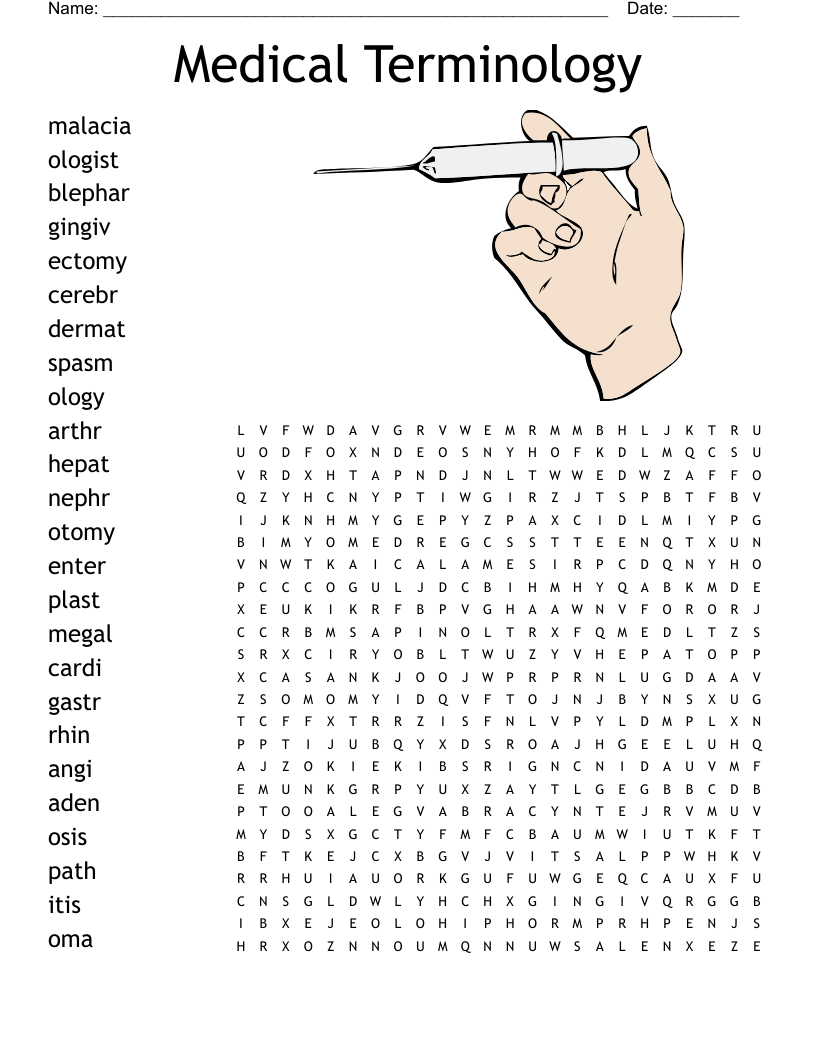 Medical Terminology Word Search WordMint