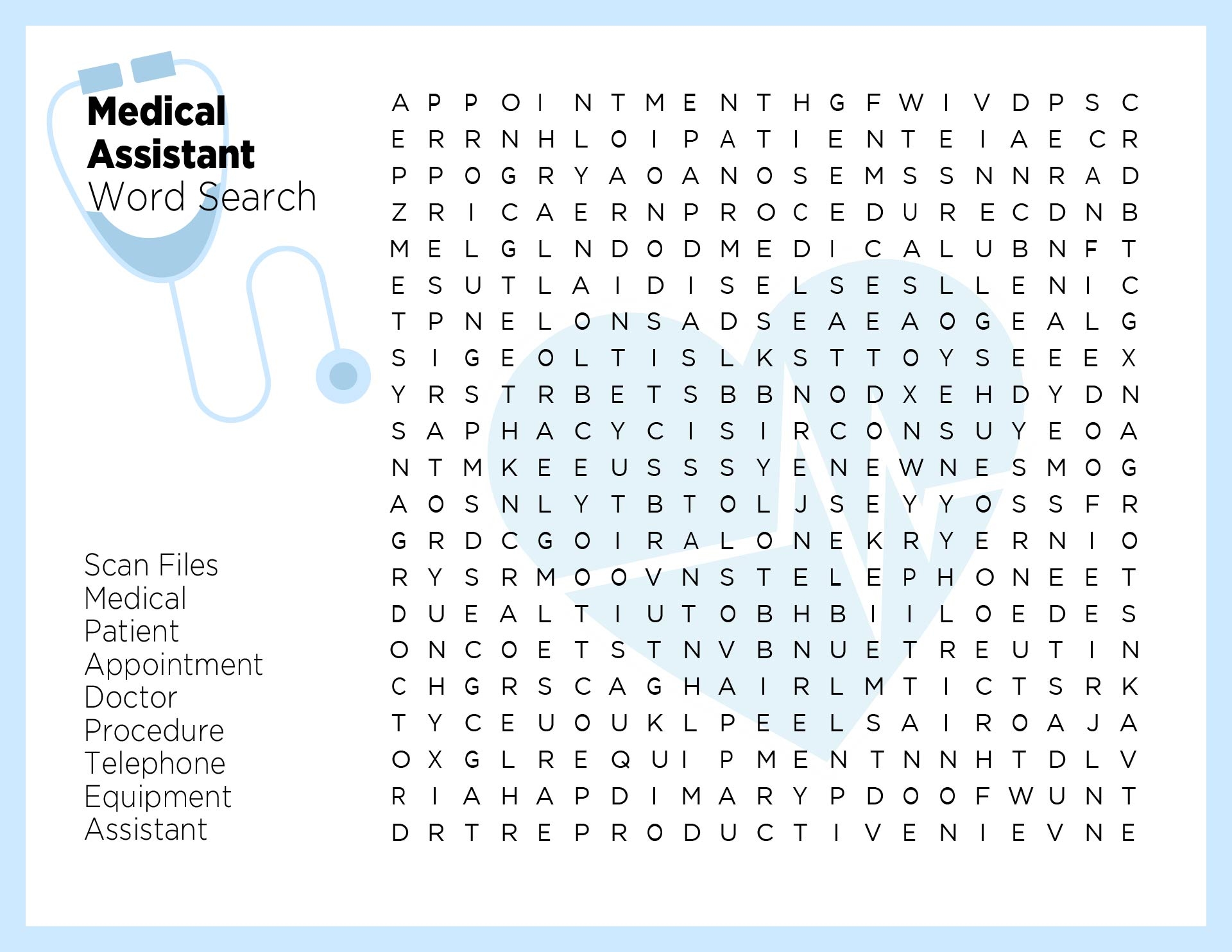 Medical Word Search Printable