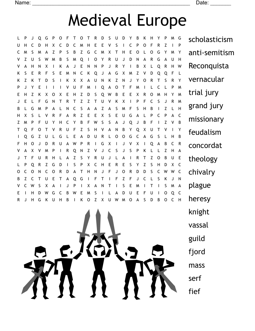 Medieval Europe Word Search WordMint