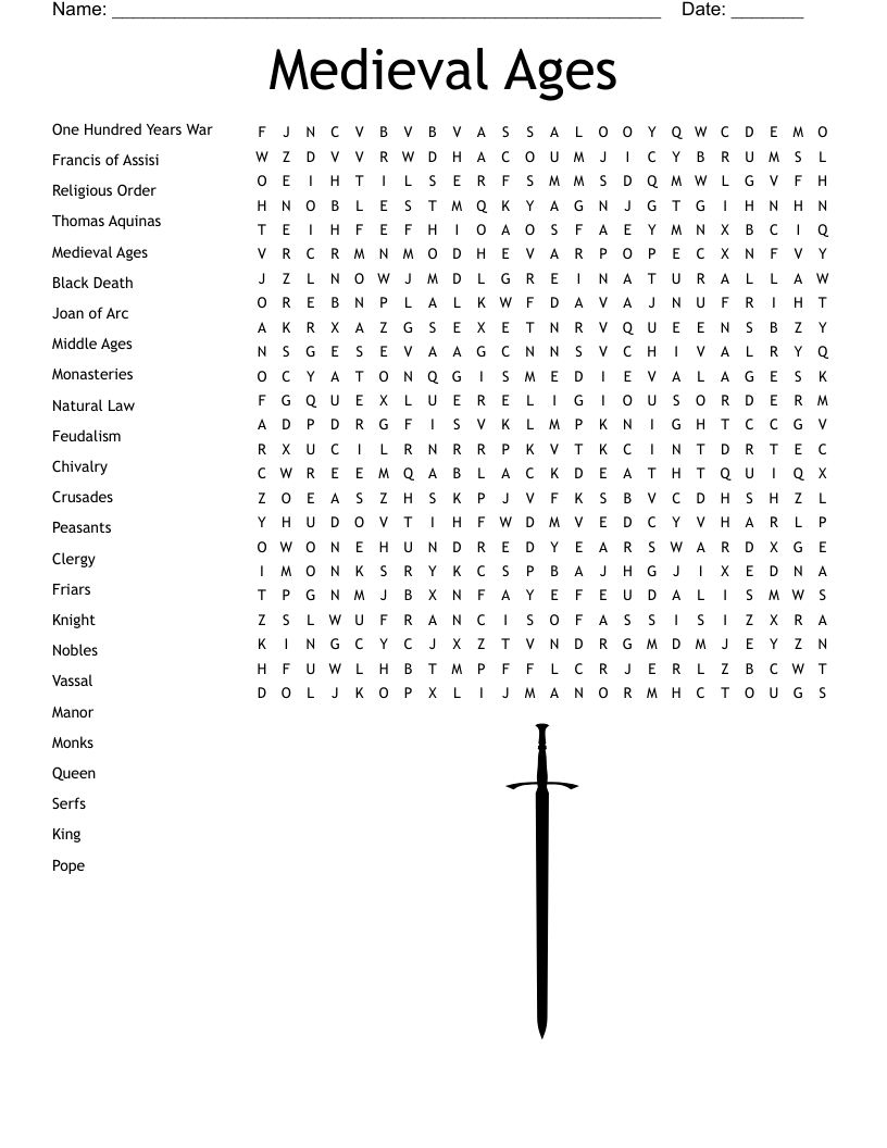 Medieval Word Search WordMint