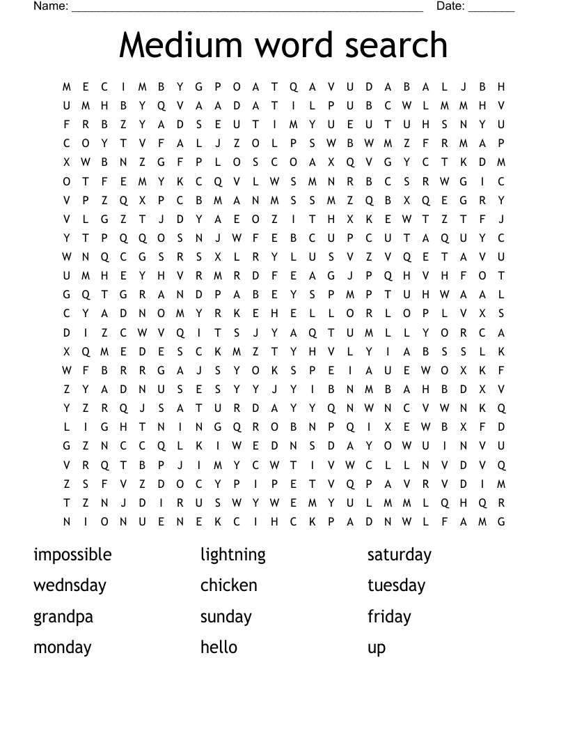 Medium Word Search WordMint