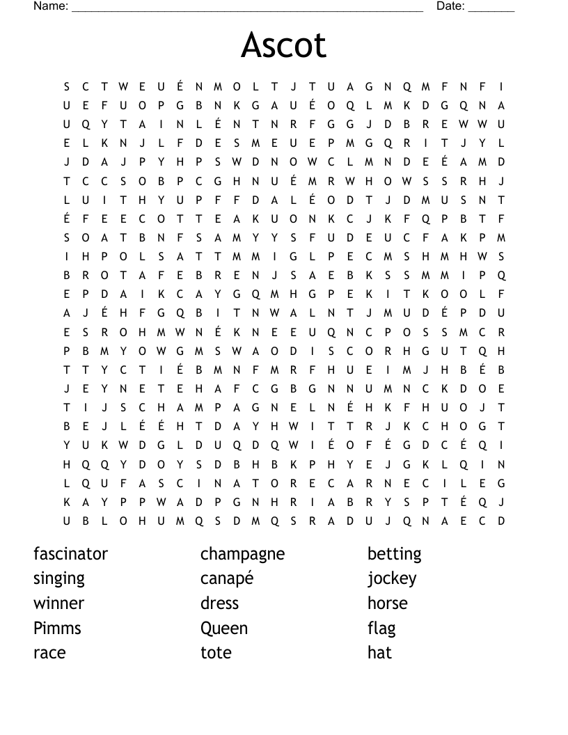 Melbourne Cup Word Search WordMint