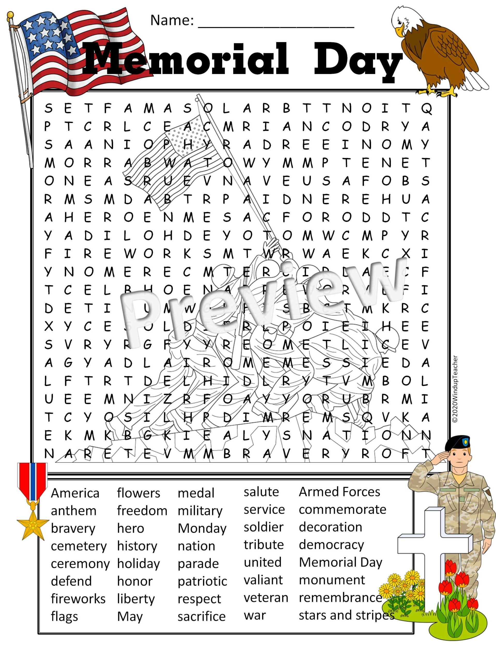 Free Printable Memorial Day Word Searches